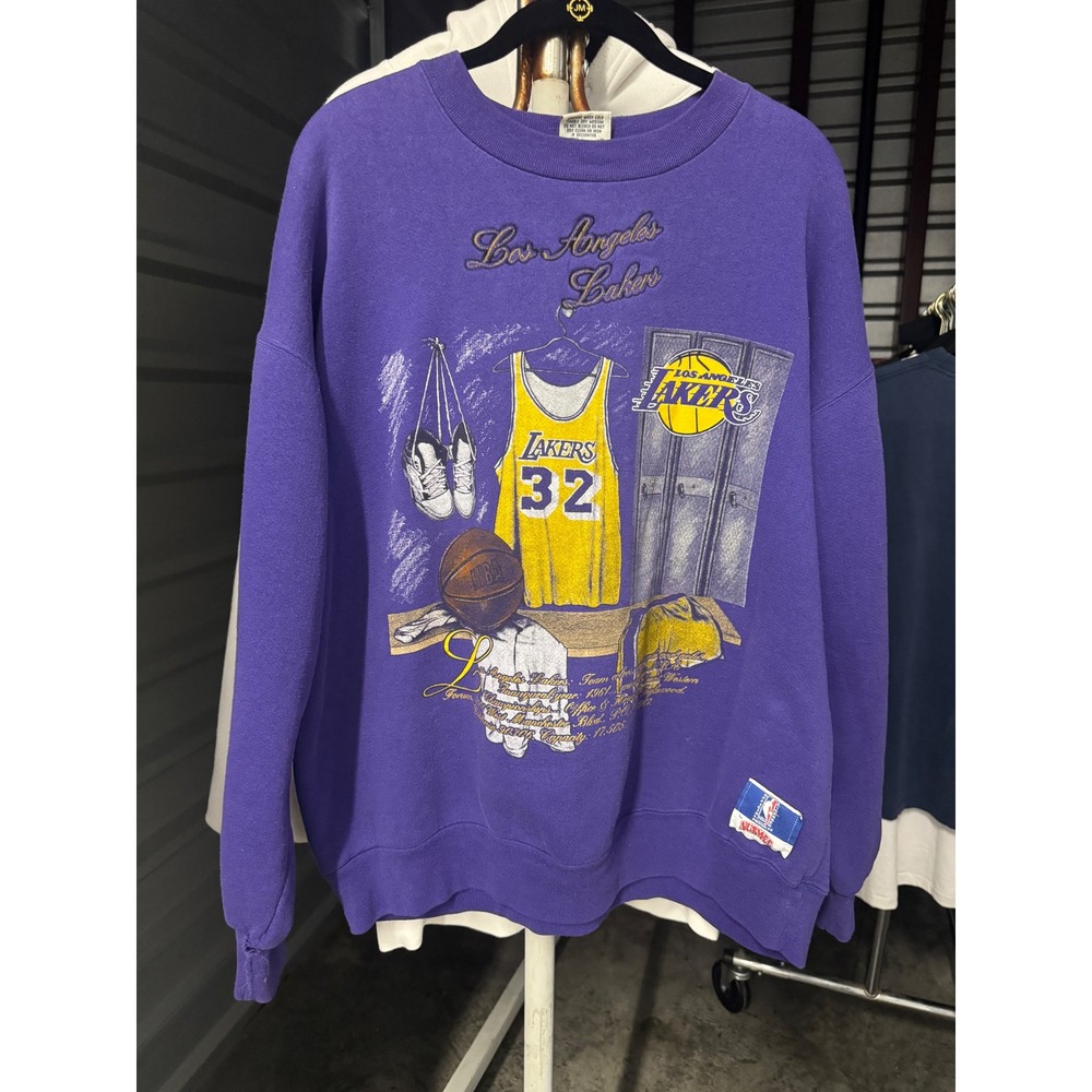 Vintage Nutmeg Los Angeles Lakers Sweatshirt XL Purple Magic Johnson 90s NBA USA